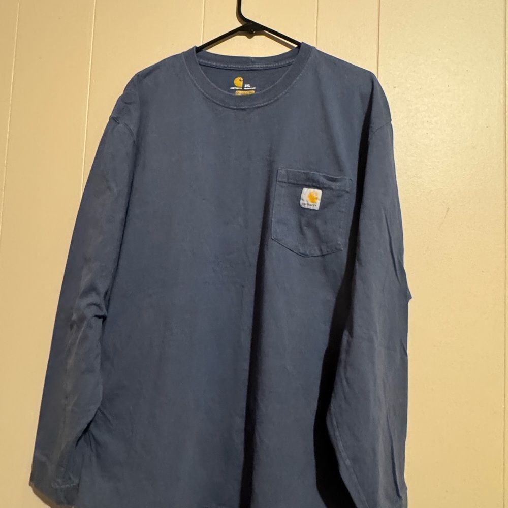 Carhartt Men 2XL Grey Original Fit Long Sleeve Shirt 100%‎ Cotton